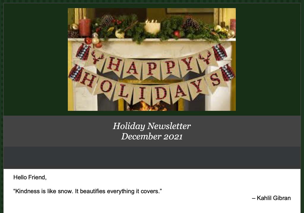 2021 Holiday Newsletter PDF (opens in a new window)